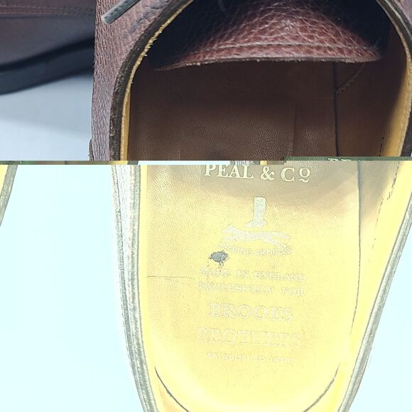 Peal & Co Brooks Brothers shoes Brown Grain Leather Split Toe Derby  Mens 10.5 main image 4